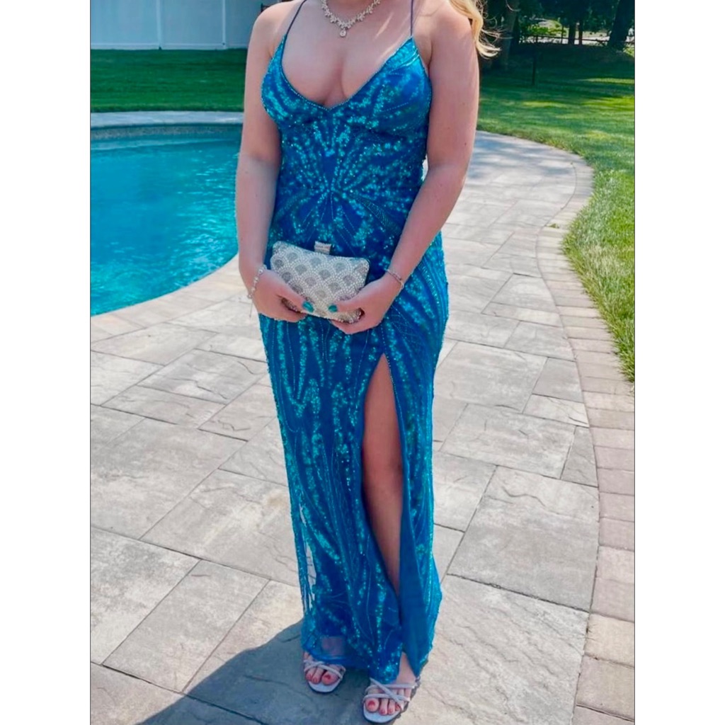 Elegant Blue Evening Prom Dress